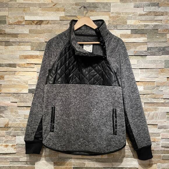 Abercrombie & Fitch Sherpa Pullover | Faux Leather Quilted Snap Fleece Top NWOT - Picture 1 of 9